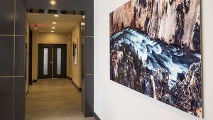artwork in a hallway at the McCormick Financial hallway